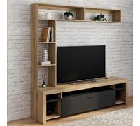Ensemble meuble tv et étagères 170 cm malo bois et placard noir