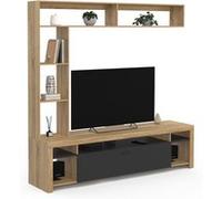 Ensemble meuble tv et étagères 170 cm malo bois et placard noir