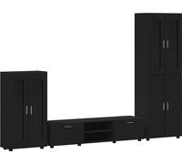 Ensemble meuble TV FLORIN 3 pcs Noir Bois d'ingénierie