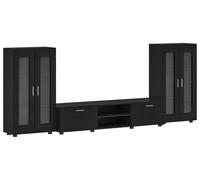 Ensemble meuble TV FLORIN 3 pcs Noir Bois d'ingénierie