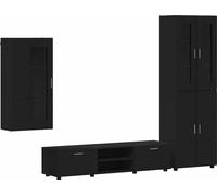 Ensemble meuble TV FLORIN 3 pcs Noir Bois d'ingénierie