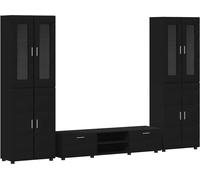 Ensemble meuble TV FLORIN 3 pcs Noir Bois d'ingénierie