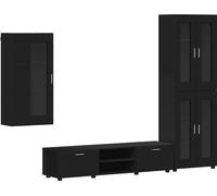 Ensemble meuble TV FLORIN 3 pcs Noir Bois d'ingénierie
