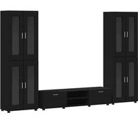 Ensemble meuble TV FLORIN 3 pcs Noir Bois d'ingénierie