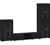 Ensemble meuble TV FLORIN 3 pcs Noir Bois d'ingénierie