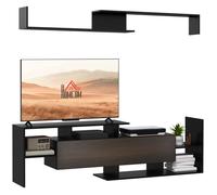 Ensemble meuble TV - HOMCOM - banc et étagère murale style contemporain 153,6L cm - noir