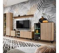 Ensemble Meuble TV Liam 320cm Naturel & Noir