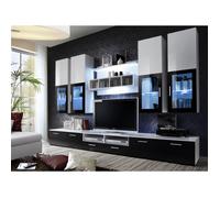 Ensemble meuble TV - Lyra - Blanc et noir - Style contemporain - Design - Finition brillante