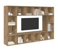 Ensemble meuble TV mural - vidaXL - 4 pièces - Marron - 37x37x142 5 cm - Bois d'ingénierie - Avec étagère