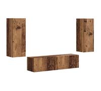 Ensemble meuble TV mural - vidaXL - Bois ancien - Bois d'ingénierie - 30x31x80 cm - 60x31x29,5 cm - 2 portes