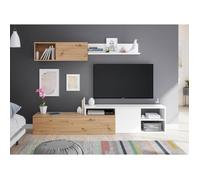 Generique Ensemble meuble TV réversible Julia – Chêne Nodi et Blanc Artik – 221 x 44 x 40 cm