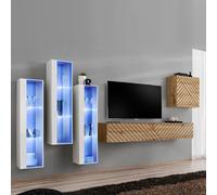 Ensemble Meuble TV Switch Lamel XIII 330cm Naturel & Blanc