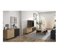 Gami – Ensemble meuble TV, table basse et buffet bas TRUST – Chêne/Noir