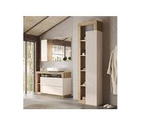 Ensemble meuble vasque 110cm + colonne beige et aspect bois Cadiz - ARTURO
