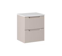Ensemble Meuble Vasque 2 tiroirs et Plateau Blanc L 50 x P 40 x H 59 5 cm - Astral - Beige crème