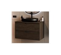 Ensemble Meuble Vasque 80 cm + Plateau + Vasque posée - L 80 x P 46 x 52 5 cm - Caldera Foncé