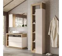 Ensemble meuble vasque 92cm + colonne beige et aspect bois Cadiz - ARTURO -