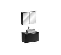 Ensemble meuble vasque à poser + cabinet miroir - 80 cm - Rosario Black