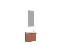 Ensemble Meuble Vasque avec Miroir Ferla 60 - MDF Laqué Mat - 60x22x50 cm - Cannelle Mat