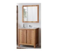 Ensemble meuble vasque + miroir - Bois - 80 cm - Typical Oak