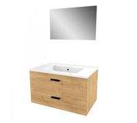 Ensemble meuble vasque salle de bain - 80 cm - 2 tiroirs - bois - Lift AURLANE