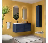 Ensemble meuble vasque salle de bain ATTILA 1200 4 tiroirs Blue satin P450 - SALGAR 118681