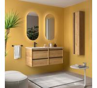 Ensemble meuble vasque salle de bain ATTILA 1200 4 tiroirs Chêne Africain P450 - SALGAR 118685