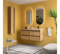 Ensemble meuble vasque salle de bain ATTILA 1200 4 tiroirs Chêne Africain P450 - SALGAR 118694