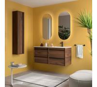 Ensemble meuble vasque salle de bain ATTILA 1200 4 tiroirs Noyer Maya P450 - SALGAR 118695