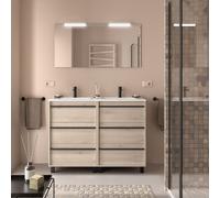 Ensemble meuble vasque salle de bain ATTILA 1200 6 tiroirs Chêne Naturel P450 - SALGAR 105133