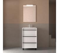Ensemble meuble vasque salle de bain ATTILA 600 3 tiroirs Blanc satiné P450 - SALGAR 105104