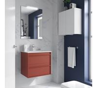 Ensemble meuble vasque salle de bain ATTILA 700 2 tiroirs Red satin P450 - SALGAR 104711
