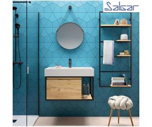 Ensemble meuble VINCI 800 et vasque Veneto 800 1 tiroir métallique CHÊNE AFRICAIN - SALGAR 26436