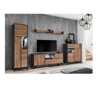 Ensemble Meubles de Salon Orvieto Komodee - LEDs blanches - Chene Bijoux & Anthracite - 350x187x40 cm