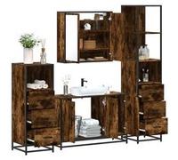 Ensemble meubles salle de bain 4 pcs chêne fumé bois ingénierie Marron G