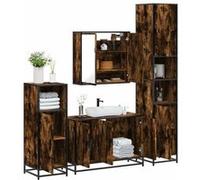Vidaxl Ensemble Meubles Salle De Bain 4 Pcs Chêne Fumé Bois Ingénierie Marron