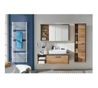 Ensemble meubles salle de bain vasque + colonne + miroir armoire - L186 x P53 x H198 cm - BAY