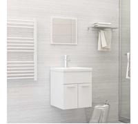 Ensemble Meubles Salle de Bain - vidaXL - Blanc - Aggloméré - Lavabo Intégré - Miroir