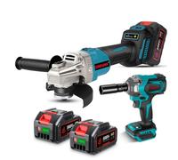 Ensemble Meuleuse d'angle hocs - ONEVAN - 125mm/660W + 700N·m - 2x4Ah - Moteur sans balais