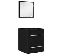 Ensemble mobilier Salle de Bain Noir en Bois d'ingénierie 41 x 38,5 x 48 cm avec tiroir, Meuble Suspendu pour Rangement optimisé, Design Moderne et Durable