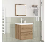 Ensemble mobilier salle de bain - vidaXL - Chêne noir et blanc - Moderne - Mural - Bois d'ingénierie