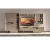 Ensemble moderne composé d'un meuble TV et d'un buffet, avec étagères et rangements