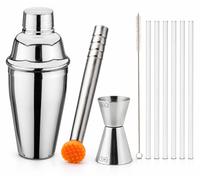 Ensemble Mojito Karl Weis comprenant un shaker, un pilon, des doseurs et des pailles en verre
