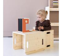 Ensemble Montessori composé de 2 tabourets cubiques - Naturel