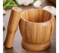 Ensemble mortier et pilon, comprend un bol à guacamole, un presse-ail, un moulin à poivre et un écraseur d'herbes (bambou) L,MBambou
