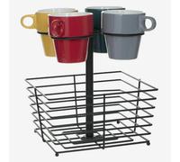 Ensemble mugs et panier à capsules de rangement - Noir
