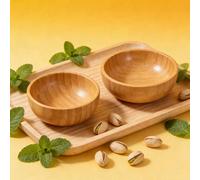 Ensemble multi-pièces de bols à fruits en bambou sculptés à la main de 3,93 pouces et 4,72 pouces, mini bol à tremper isolant thermique anti-brûlure durable, petite assiette pour fruits et accompagnem