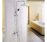 Ensemble Mur Bain Mural robinets Douche Set Chrome Square 8 "Plastique Plastique Top Spray Head Système de Colonne