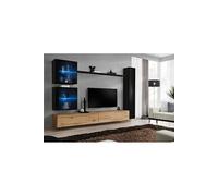 Meuble TV Mural Design Switch XVIII 280cm Naturel & Noir