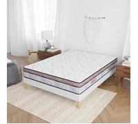 Ensemble NATURA Sommier + Matelas 140x190 cm | Hauteur 22cm | Mousse à mémoire de forme | Technologie 3D| Aération optimisée